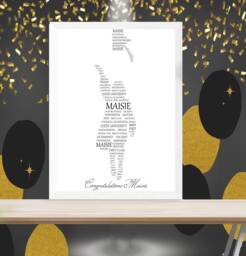 Personalised Graduation Print - Custom Word Wall Art Congratulations, Gifts For Her, Women, Daughter, Personalized