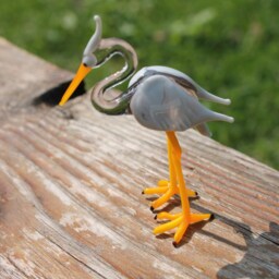 Glass Heron Bird Sculpture, Animals Glass, Art Blown Sculpture Made Of Glass, Ein Reiher - thumbnail 2