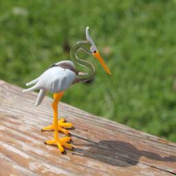 Glass Heron Bird Sculpture, Animals Glass, Art Blown Sculpture Made Of Glass, Ein Reiher - thumbnail 3