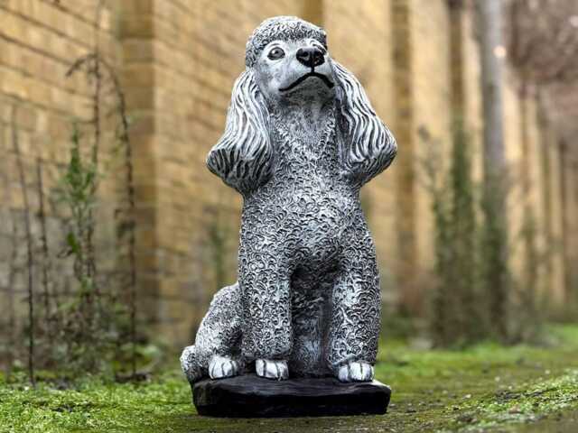 Outdoor Poodle Figurine Stone Dog Statue Concrete Pet Cement Memorial Ornament Animal Decoration Farm Animal Art Lover Gift - image 1