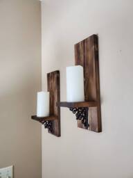 Rustic Wood Wall Sconces, Candle Holders, Farmhouse Decor, Set Of 2 - thumbnail 1