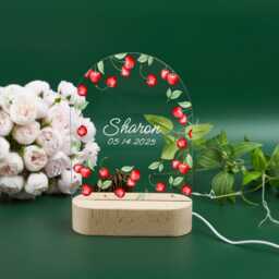 strawberry Baby Girl Night Light Personalized Nursery Decor - thumbnail 2