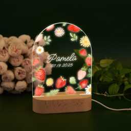 strawberry Baby Girl Night Light Personalized Nursery Decor - thumbnail 1