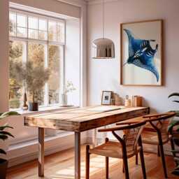 Blue Manta Ray Poster Ocean Wall Art Marine Life Print Coastal Decor Beach House Artwork Underwater Sea Animal Illustration - thumbnail 2