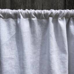 White Linen Curtain Panel Stone Wash Pocket Valance - thumbnail 3
