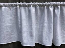 White Linen Curtain Panel Stone Wash Pocket Valance - thumbnail 1