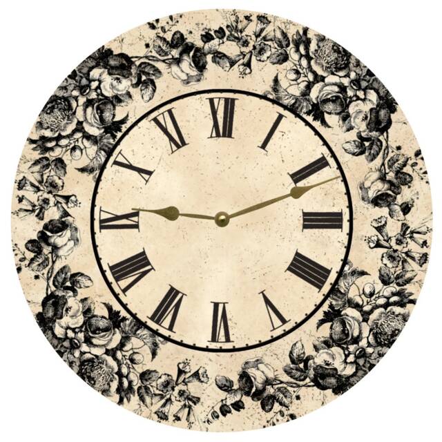 Black Floral Toile Clock - French Wall D??cor - image 1