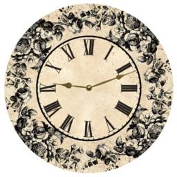 Black Floral Toile Clock - French Wall D??cor - thumbnail 1