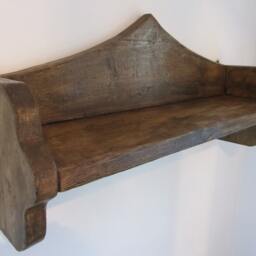 Church Pew Style Rustic Reclaimed Plank Wood Shelf Kitchen With Towel Hooks - thumbnail 2