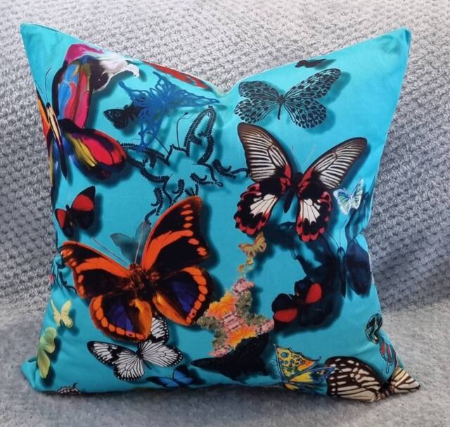 Designers Guild & Christian Lacroix Butterfly Parade Lagon & Omega Velvet Cushion Cover 50x50 cm - image 1