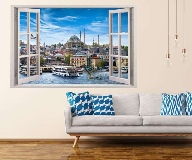 Cityscapes Decal, Asian Wall Murals, Turkey Mural Decals, Instanbul City Art, Art, Landscape Custom Vinyl - image 1