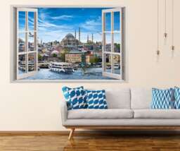 Cityscapes Decal, Asian Wall Murals, Turkey Mural Decals, Instanbul City Art, Art, Landscape Custom Vinyl - thumbnail 1