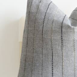 Gray Striped Woven Pillow Cover - thumbnail 2