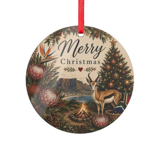 Merry Christmas Wildlife Scene Acrylic Ornament - Round Holiday Decoration