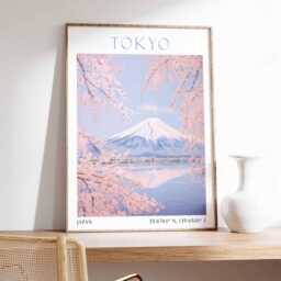 Tokyo Poster, Mount Fuji & Cherry Blossom Art, Landscape Print, Japan Travel Decor, Print - thumbnail 2