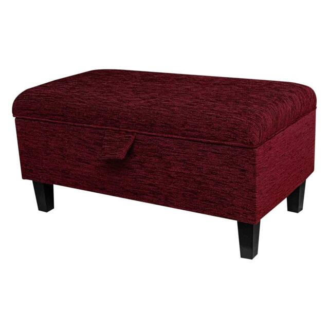 Handmade Claret Red 70cm Storage Ottoman - Portobello Boucle Fabric Bespoke British Made - image 1