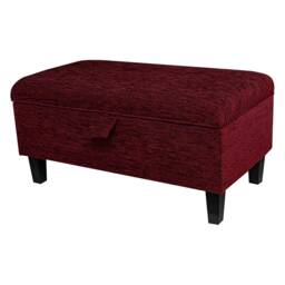 Handmade Claret Red 70cm Storage Ottoman - Portobello Boucle Fabric Bespoke British Made