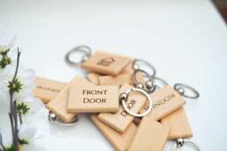 House Key Tags, Fobs, Labelled House Keyrings, Wooden Keyrings, Homewarming Gifts, Keys