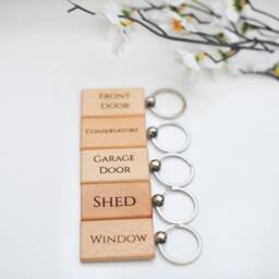 House Key Tags, Fobs, Labelled House Keyrings, Wooden Keyrings, Homewarming Gifts, Keys - thumbnail 3
