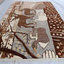 5x8 Ft Afghan Pictorial New Kazak Farmhouse Rug, Handmade Medallion Wool Area Luxury Bedroom Living Room Office Decor Rug - thumbnail 2