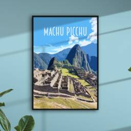 Machu Picchu Travel Poster - Retro Vintage Style Peru Art Print, Artwork, Homeware, Cusco Travel Pichu - thumbnail 3