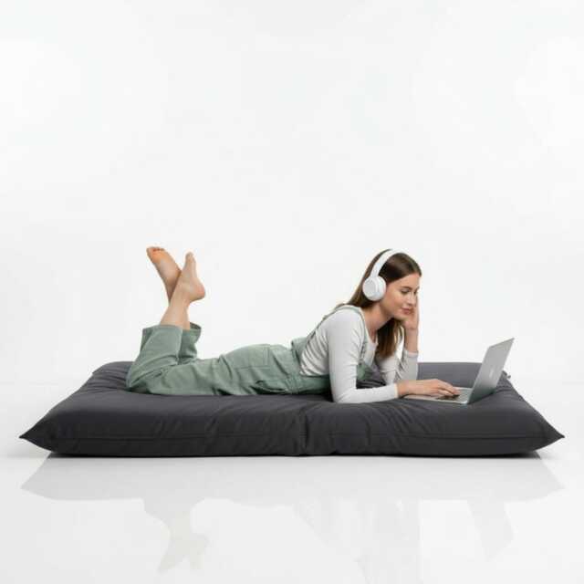Bean Bag Dark Grey Floor Cushion Water Resistant Polyester Outdoor Pillow - image 1