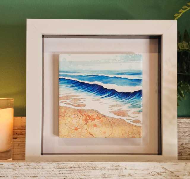 Beach Shore Ceramic Wall Art Small Framed Picture - 17cm - image 1