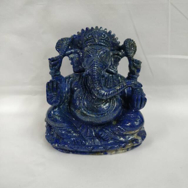 Lapis Lazuli Ganesha Statue, Handcarved Lord Ganesh Gemstone Figurine, Spiritual Gift For Pooja Altar - image 1