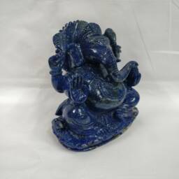 Lapis Lazuli Ganesha Statue, Handcarved Lord Ganesh Gemstone Figurine, Spiritual Gift For Pooja Altar - thumbnail 3