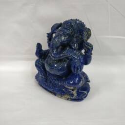 Lapis Lazuli Ganesha Statue, Handcarved Lord Ganesh Gemstone Figurine, Spiritual Gift For Pooja Altar - thumbnail 2
