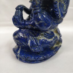 Lapis Lazuli Ganesha Statue, Handcarved Lord Ganesh Gemstone Figurine, Spiritual Gift For Pooja Altar - thumbnail 4
