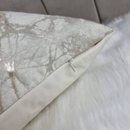 Luxury Cream & Gold Metallic Lava Cushion Cover New Home Sofa & Bed Designer Handmade - thumbnail 3