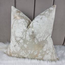 Luxury Cream & Gold Metallic Lava Cushion Cover New Home Sofa & Bed Designer Handmade - thumbnail 4