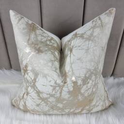 Luxury Cream & Gold Metallic Lava Cushion Cover New Home Sofa & Bed Designer Handmade