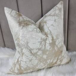 Luxury Cream & Gold Metallic Lava Cushion Cover New Home Sofa & Bed Designer Handmade - thumbnail 2