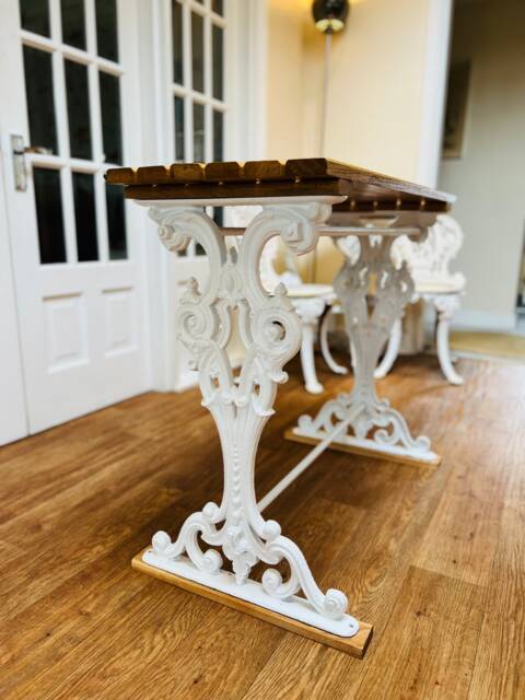 Cast Iron & Oak Side Coffee Patio Table - image 1