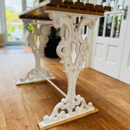 Cast Iron & Oak Side Coffee Patio Table - thumbnail 3
