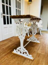 Cast Iron & Oak Side Coffee Patio Table - thumbnail 1