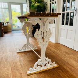 Cast Iron & Oak Side Coffee Patio Table - thumbnail 2