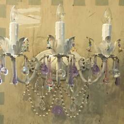 Shabby Chic 3 Light Wall Sconce Custom Made To Order Sconce, Any Color Finish & Crystals - thumbnail 3