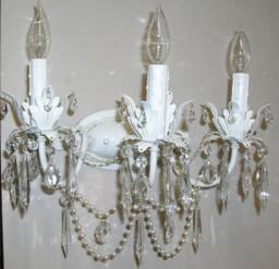 Shabby Chic 3 Light Wall Sconce Custom Made To Order Sconce, Any Color Finish & Crystals - thumbnail 1