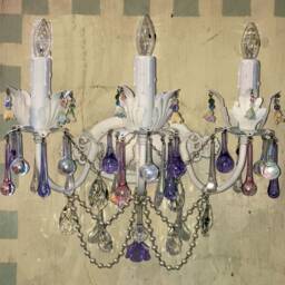 Shabby Chic 3 Light Wall Sconce Custom Made To Order Sconce, Any Color Finish & Crystals - thumbnail 2