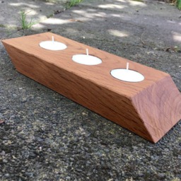 Reclaimed Oak Candle Holder Natural - thumbnail 2