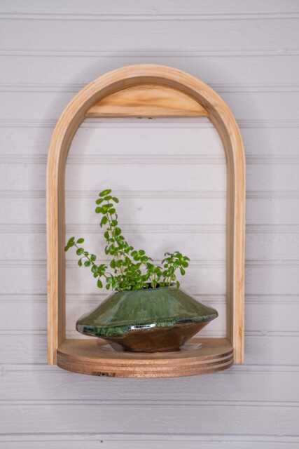 Grotto Shelf - Plant Ledge Wooden Wall Hanging Small Curio Display Modern - image 1