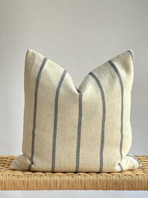 Hmong Textile Pillow Cover Indigo & Hemp, Bohemian Decor - image 1