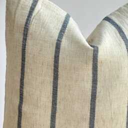 Hmong Textile Pillow Cover Indigo & Hemp, Bohemian Decor - thumbnail 2