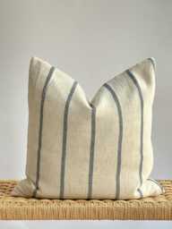 Hmong Textile Pillow Cover Indigo & Hemp, Bohemian Decor - thumbnail 1