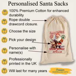 Personalised 100% Cotton Christmas Tree Special Delivery Santa Sack - Grandson, Granddaughter, Grandchild, Son, Daughter - thumbnail 4