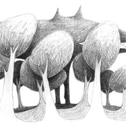Poster Deco Children 30/40cm Wolf Poetic Drawing Forest Illustration Tale Gray Pencil Graphite Trees - thumbnail 2