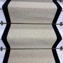 Kalahari Cream Original Stair Runner With 100% Black Cotton Border - 60cm X 700cm - thumbnail 3